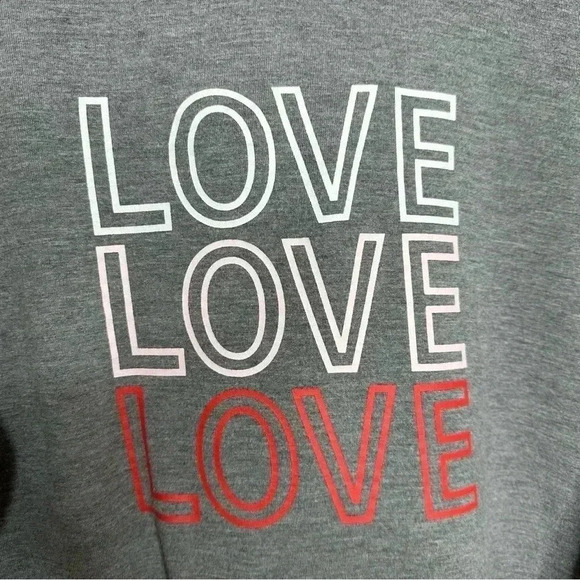 Marled  Reunited Hoodie Love Grey/White/Pink/Red Size Medium - Picture 2 of 16